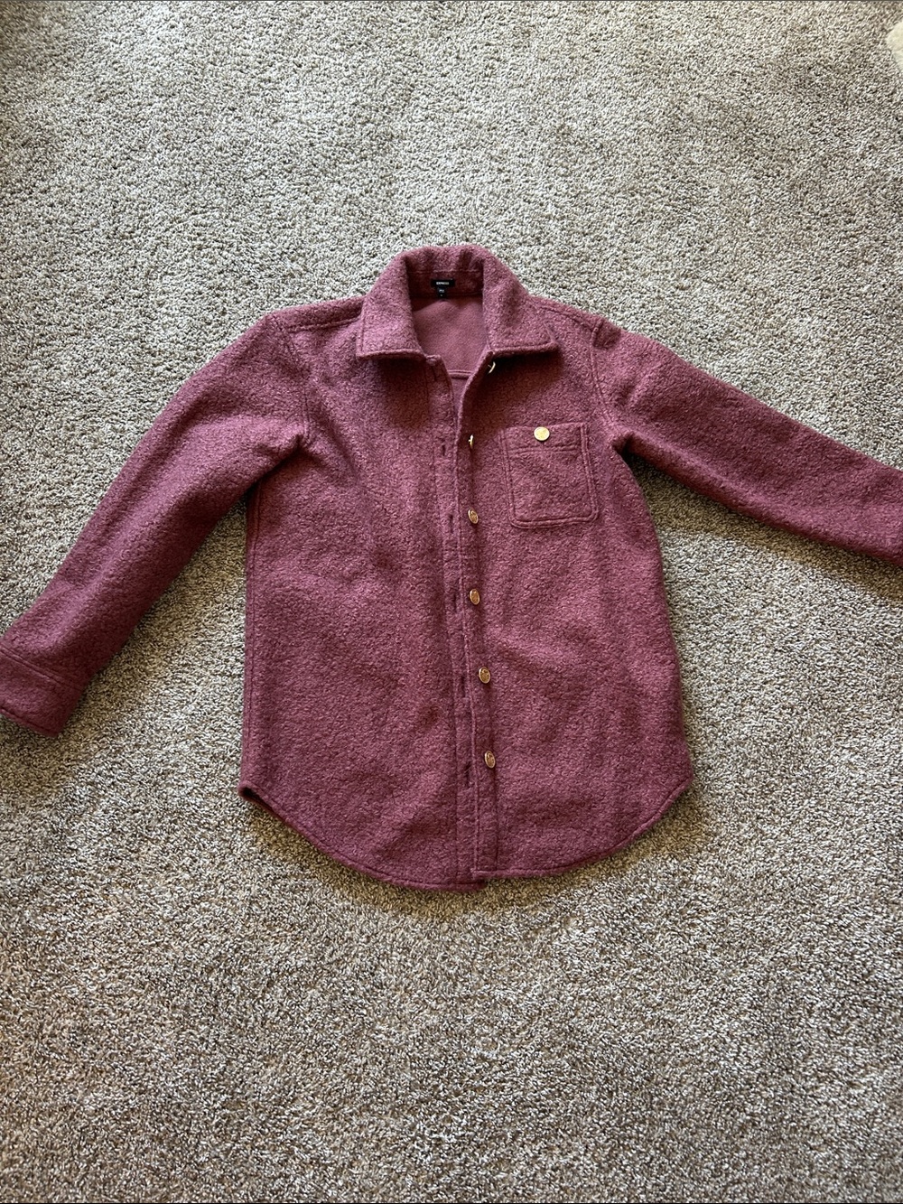 Women’s Mauve Button-Up Fleece Jacket Express
